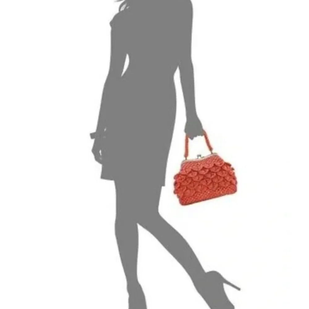 Patricia Nash Coral Laureana Scalloped Raffia Satchel Handbag